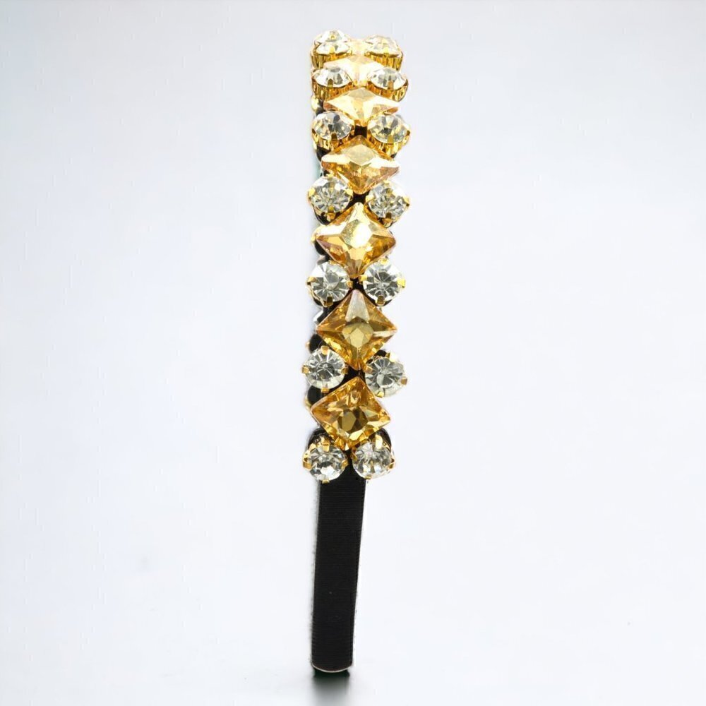Gold Rhinestone Statement Headband | Velvet Lined - Picture 6 of 6